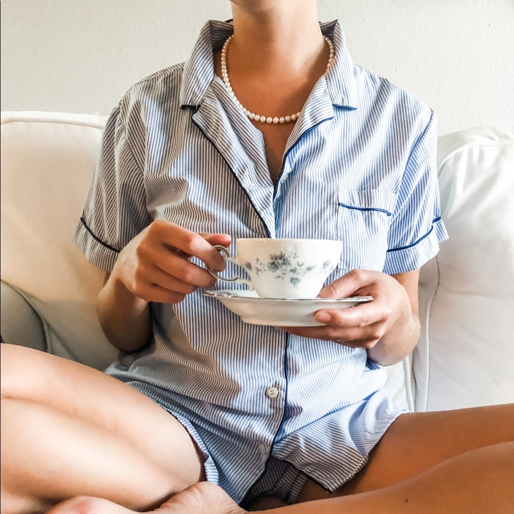 Blue Pinstripe Pajama Set